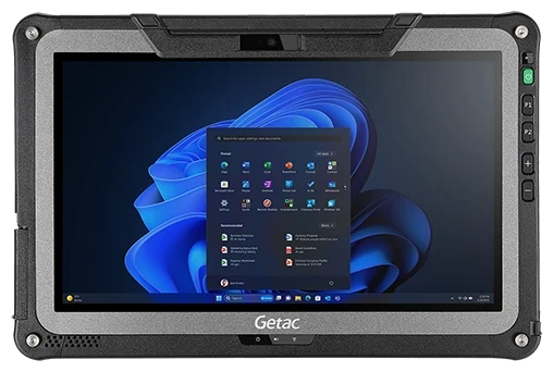 Tablet rugged Getac F110 G7 de frente, con Windows 11
